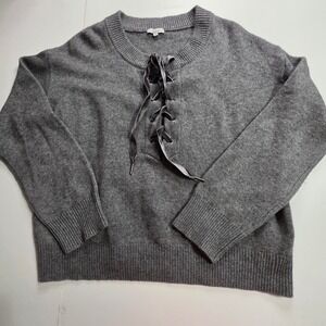 Rails Olivia Ash Gray Lace Up Sweater Women's Wool Cashmere blnd Small SEE NOTES